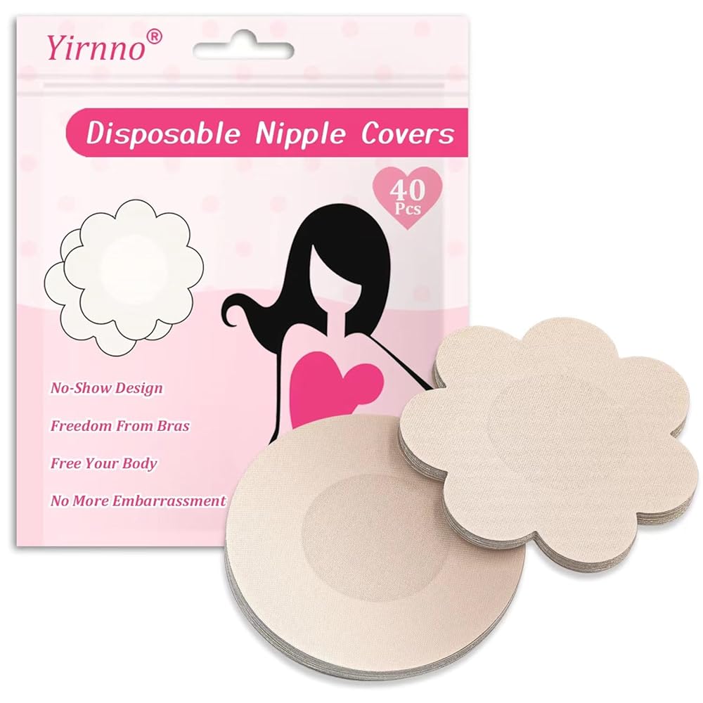 40 Pcs Pasties Nipple Covers For Women Disposable No-Show Hypoallergenic Nipple Pasties Satin Breast Petals Stickers