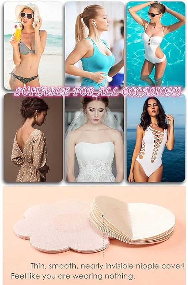 40 Pcs Pasties Nipple Covers For Women Disposable No-Show Hypoallergenic Nipple Pasties Satin Breast Petals Stickers