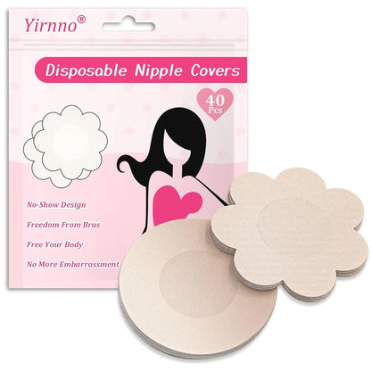 40 Pcs Pasties Nipple Covers For Women Disposable No-Show Hypoallergenic Nipple Pasties Satin Breast Petals Stickers